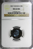 Sweden Carl XV Adolf 1867 1 Ore NGC MS64 BN Proof Like Surfaces KM# 705 (063)