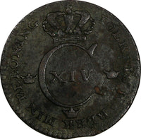 SWEDEN Carl XIV Johan Copper 1828 1/4 SKILLING KM# 595 (17 910)