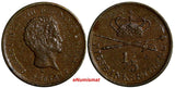 Denmark Christian VIII Copper 1842 FF 1/5 Rigsbankskilling 1 YEAR VF KM#723 (28)