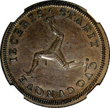Isle Of Man George III Copper 1786 1 Penny NGC MS62 BN Engrailed Edge KM# 9.1