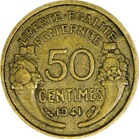 France Aluminum-Bronze 1941 50 Centimes WWII Issue KM# 894.1 (21 331)