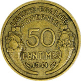France Aluminum-Bronze 1941 50 Centimes WWII Issue KM# 894.1 (21 331)