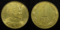 CHILE Aluminum-Bronze 1979 1 Peso Bernardo O'Higgins UNC KM# 208a (22 719)