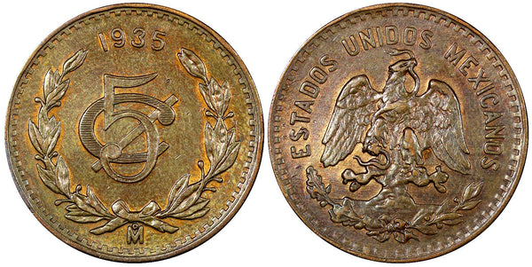 Mexico ESTADOS UNIDOS MEXICANOS Bronze 1935 Mo 5 Centavos KM# 422 (21 081)