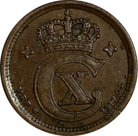 Denmark Christian X Bronze 1917 VBP GJ 2 Ore  SCARCE DATE KM# 813.1