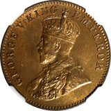 India-British George V Bronze 1936 (B) 1/4 Anna NGC MS66 RB GEM BU KM# 512 (19)