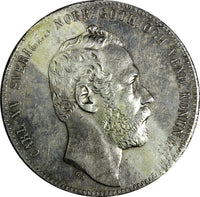SWEDEN Carl XV Silver 1863 ST 4 Riksdaler Riksmynt Mintage-268,000 XF KM# 711