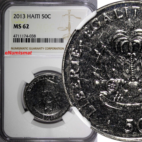 Haiti 2013 50 Centimes NGC MS62 Charlemagne Peralte  KM# 153a (038)