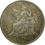 Guatemala Silver 1898  2 Reales 24 mm Nice Toned KM# 167 (22 653)