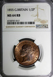 GREAT BRITAIN Victoria (1837-1901) 1855 1/2 Penny NGC MS64 RB 28 mm KM# 726 (17)