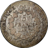 France Silver LAN 7 (1798-99) L 5 Francs BAYONNE MINT Consulship SCARCE KM#639.6