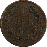 Sweden Oscar I Bronze 1858 L.A. 1 Öre KM# 687 (20 424)