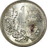 Lithuania Silver 1925 1 Litas aUNC KM# 76 (21 140)
