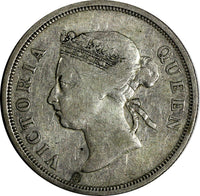 Straits Settlements Victoria Silver 1888 50 Cents Low Mintage-96,000 KM# 13