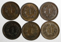 Switzerland Bronze LOT OF 6 COINS 1919-1936 1 Rappen KM# 3.2 (15 629)