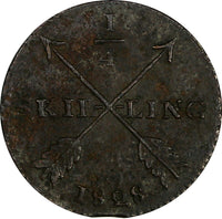 SWEDEN Carl XIV Johan Copper 1828 1/4 SKILLING KM# 595 (17 910)