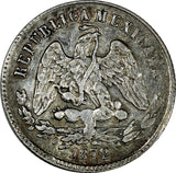 Mexico Silver 1872 Zs H 25 Centavos Mintage-260,000 Zacatecas KM# 406.9 (177)