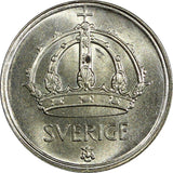 Sweden Gustaf V Silver 1943 G 25 Öre 1stYear Type GEM BU COIN KM# 816 (22 031)