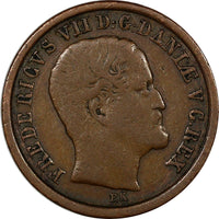 Denmark Frederik VII Copper 1853 FK VS 1 Rigsbankskilling  KM# 756 (9848)