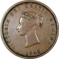 CANADA New Brunswick Victoria  Copper 1843 1 Penny Token 34,1 mm KM# 2 (21 091)