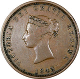 CANADA New Brunswick Victoria  Copper 1843 1 Penny Token 34,1 mm KM# 2 (21 091)
