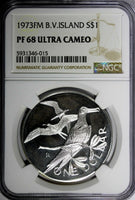 British Virgin Islands Silver 1973 FM $1.00 Dollar NGC PF68 ULTRA CAMEO KM#6a(5)