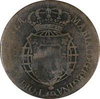 Angola Maria II Copper 1789 Macuta countermarked over 1/2 Macuta KM# 50.3 (787)