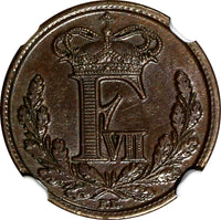 Denmark Frederik VII 1852 FK VS 1/2 Rigsbankskilling NGC MS62 BN KM# 753 (055)