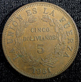 Bolivia Bronze 1951  5 Bolivianos  KM# 185 (22 985)