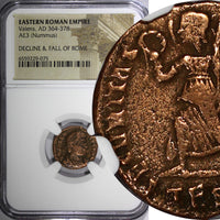 EASTERN ROMAN EMPIRE Valens AD 364-378 AE3 Nummus /VICTORY Angel NGC (75)