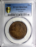 Great Britain Victoria Bronze 1886 1 Penny PCGS MS63 RB Light Toned KM# 755