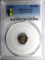 Great Britain George V Silver 1912 2 Pence PCGS PL65 PROOFLIKE RAINBOW  KM#812