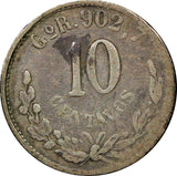Mexico SECOND REPUBLIC Silver 1898 Go R 10 Centavos Guanajuato KM# 404.1 (378)