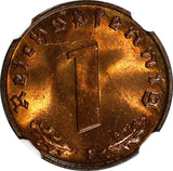 Germany-Third Reich Bronze 1939 F 1 Reichspfennig NGC MS64 RB KM# 89 (029)