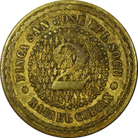 GUATEMALA BRASS TOKEN 2 Real San Miguel Uspantan Finca San Jose del Soch (222)