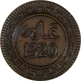 Morocco Abd al-Aziz Bronze 1320 (1903) Bi	2 Mazunas Light Toned Y# 15.1 (19 673)