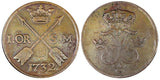 Sweden Frederick I Copper 1732 S.M. 1 ORE Early Date Type KM#416.1  (21 355)