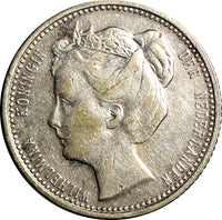 Netherlands Wilhelmina I Silver 1906 25 Cents Last Date Type 19mm KM# 120.2 (07)
