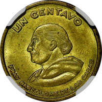 Guatemala Brass 1951 1 Centavo KEY DATE NGC MS65 TOP GRADED  KM# 254 (030)