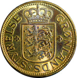 GREENLAND 50 ORE 1926  .POLAR BEAR.LOW MINTAGE : 195,837  UNC. RAINBOW KM# 7(5)