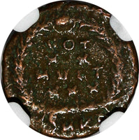 WESTERN ROMAN  Gratian 367-383 Nummus AE4 Rev-VOT laurel wreath NGC (247)