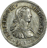 Mexico SPANISH COLONY Ferdinand VII Silver 1810 MO HJ 1/2 Real XF KM# 73 (062)