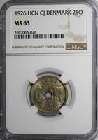 Denmark  Christian X Copper-Nickel 1926 HCN GJ 25 Ore NGC MS63 KM# 823.1