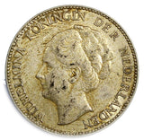 Netherlands Wilhelmina I Silver 1924 Gulden Toned 28mm KM# 161.1