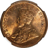 India-British George V Bronze 1934 (C) 1/4 Anna NGC MS64 RB KM#512 (015)