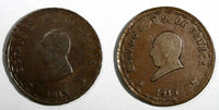 Mexico-Revolutionary OAXACA Copper LOT OF 2 COINS 1915  10 Centavos High Grade
