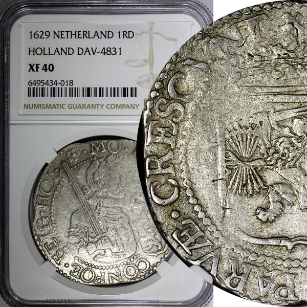 Netherlands HOLLAND Nederlandse Silver 1629 1 Rijksdaalder NGC XF40 KM# 18 (18)