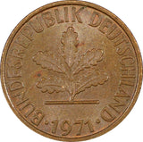 Germany - Federal Republic 1971 F 2 Pfennig Magnetic Stuttgart KM# 106a (563)