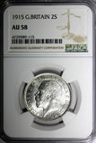GREAT BRITAIN George V Silver 1915 Florin 2 Shillings NGC  AU58 KM# 817 (115)