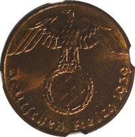 Germany-Third Reich Bronze 1939 F 1 Reichspfennig NGC MS64 RB KM# 89 (040)